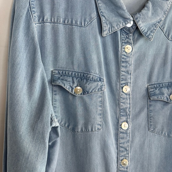 Soft Surroundings Sky Blue Denim Shirt - Picture 3 of 15
